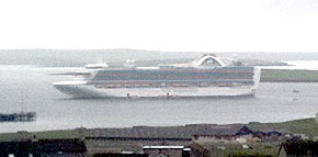 crown-princess20611 The Crown Princess at anchor in Kirkwall Bay this morning.