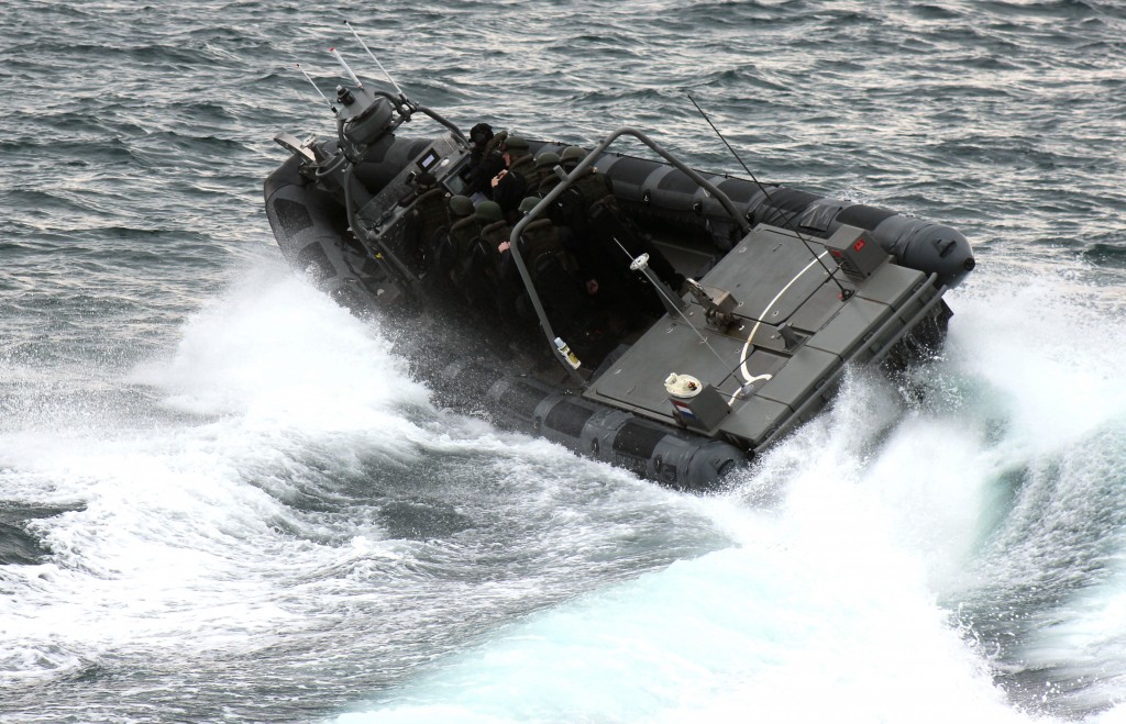 Royal Marines from 40 Commando exercising in Orkney waters during Exercise Joint Warrior.