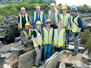 The excavation team at the site of the Meur burnt mound. (Roderick Thorne)