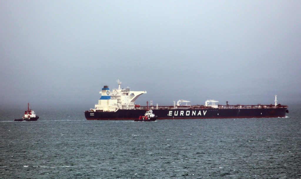 The crude oil tanker Alsace is pictured being escorted into Scapa Flow  by Orkney Towage tugs. (Picture: Craig Taylor)