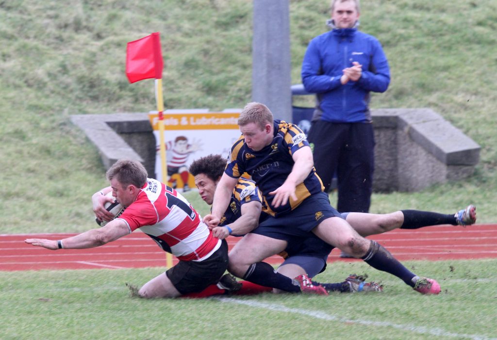 Orkney wing Jon Tait touches down for a first half score in the home side's win over Gordonians on Saturday.