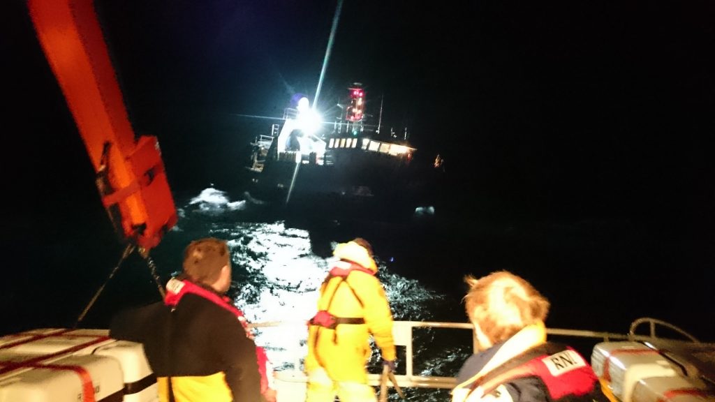 The fishing vessel under tow. (Picture: David Bowdler)