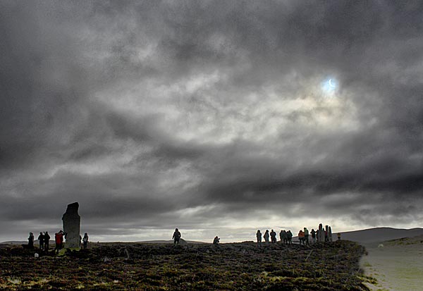 Eclipse watchers at the Ring of Brodgar this morning.
