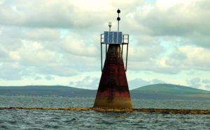 The Nevi Skerry beacon, which requires a new paint job. (Picture: Lindsay Reid) 