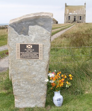 A stone and plaque commemorating Dr. John Rae was unveiled at Clestrain House in Orphir in 2015. 