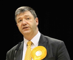 Alistair Carmichael at the Pickaquoy Centre, Kirkwall for the counting and declaration of results for the Election 0300hrs approx 7/5/10