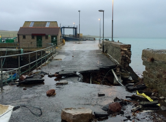 Storm damaged Eday Pier. (Picture: Corrina McCabe)