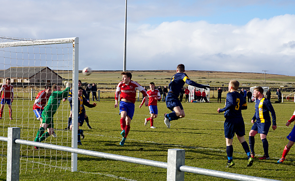 Thorfinn Stout goes close during Orkney's 4-1 defeat last weekend. (Photo: Edgar Balfour)
