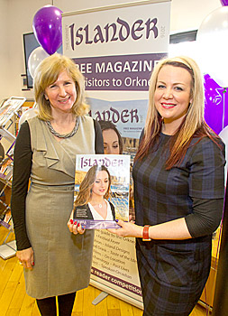 Barbara Foulkes, VisitScotland's islands manager, and Leah Seator, editor of the 2016 Islander, at the launch in Kirkwall today.