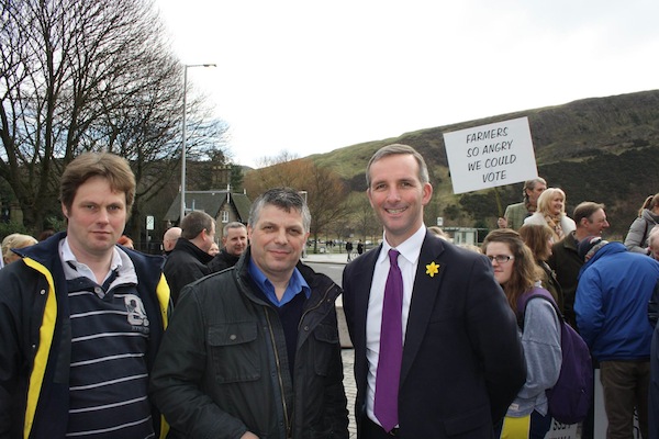 From l to r: former Westray NFUS chair Philip Bews, Orkney NFUS chair Paul Ross and Orkney MSP Liam McArthur.