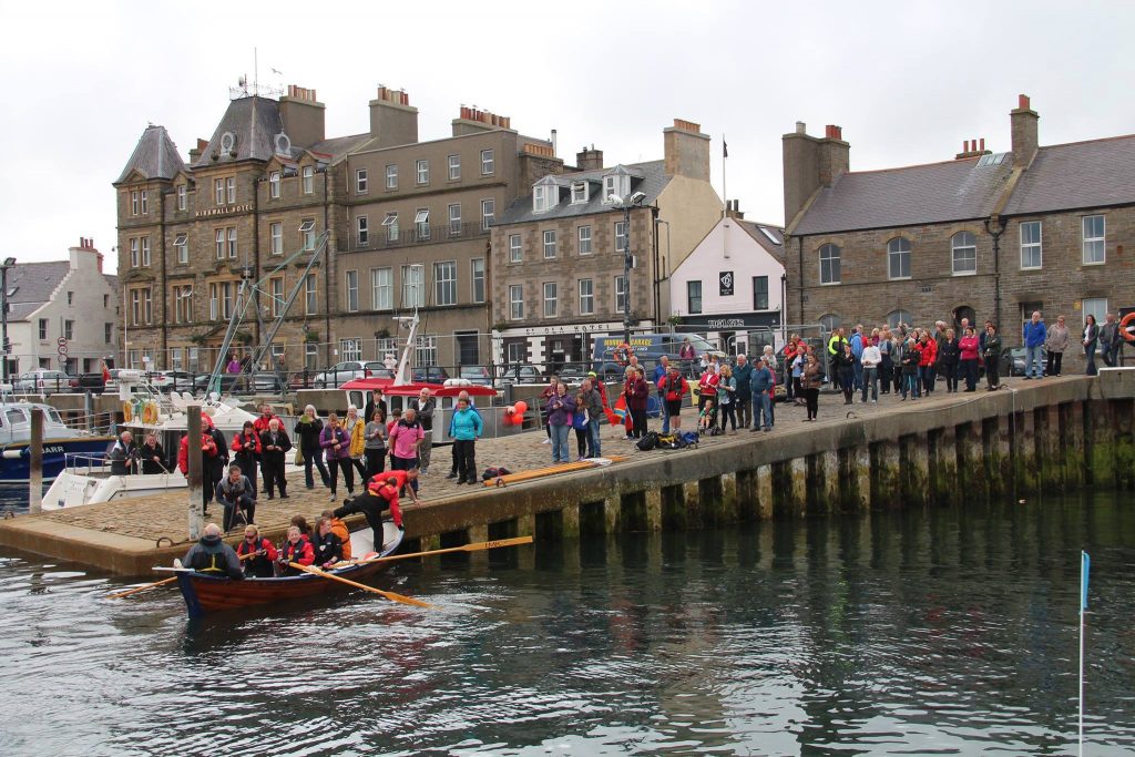 The last shift of rowers arrive back at Kirkwall harbour this morning