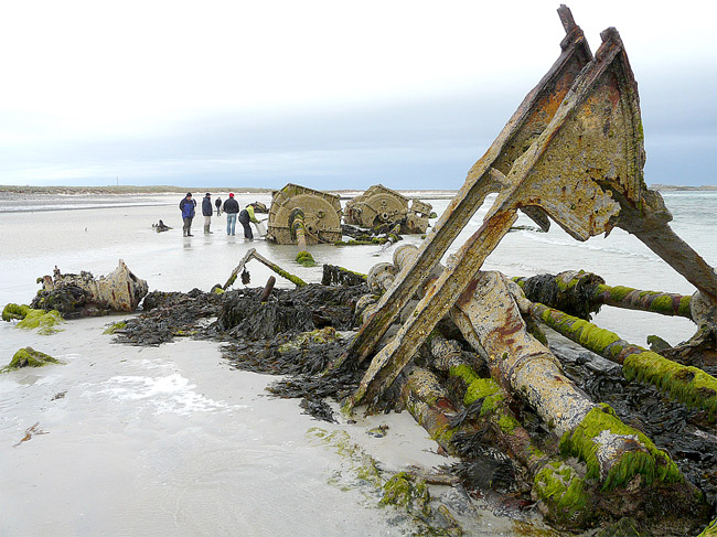The remains of the B-98, in the Bay of Lopness, Sanday. (Roderick Thorne)