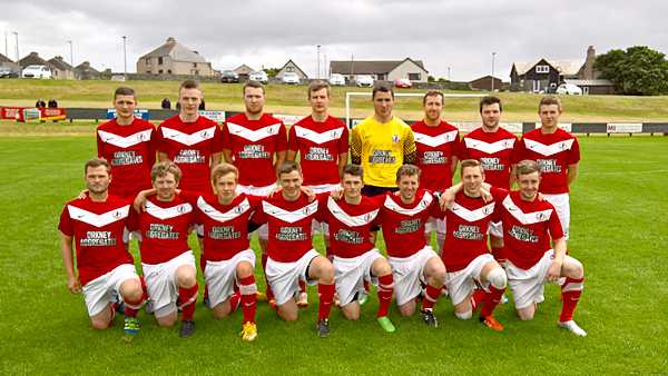The Orkney squad, captained by Mark Berry (front row, sixth from the left) suffered an agonising Green Challenge Cup defeat against Wick Academy.
