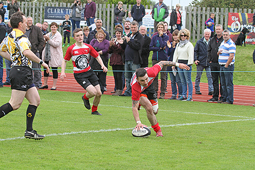 Phillip Ross scored Orkney's last try of the match in the club's 50th anniversary match.