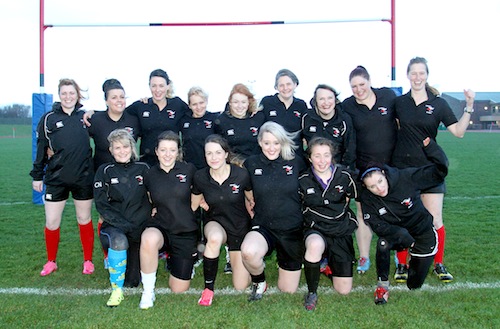 The Orkney women's rugby team at Pickaquoy.