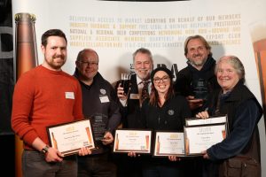 Matthew Lynch (pictured left) of the Swannay Brewery, alongside other winners at the SIBA Independent Beer Awards.