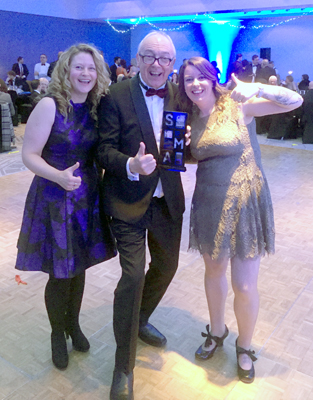 Delighted with their award at last night's ceremony in Glasgow are, from the left, Karin Brown, John Ross Scott and Carrie Gunn.